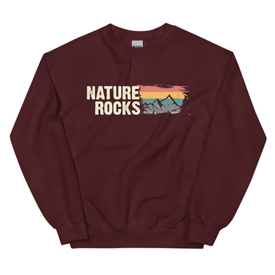 Nature Rocks - Sweatshirt (Unisex) berge camping wandern Maroon