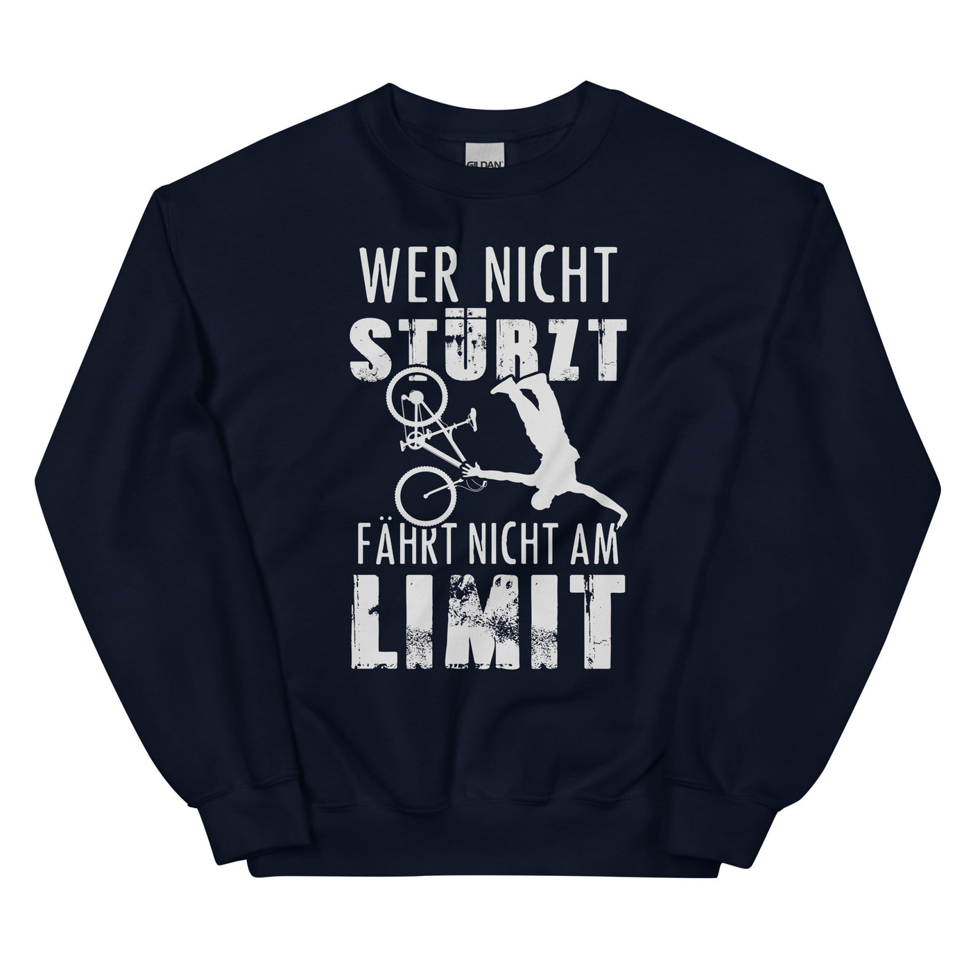 Wer Nicht Stürzt - Fährt Nicht Am Limit - Sweatshirt (Unisex) mountainbike Navy