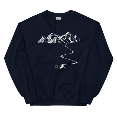 Berge - Kurve Linie - Skifahren - Sweatshirt (Unisex) klettern ski xxx yyy zzz Navy