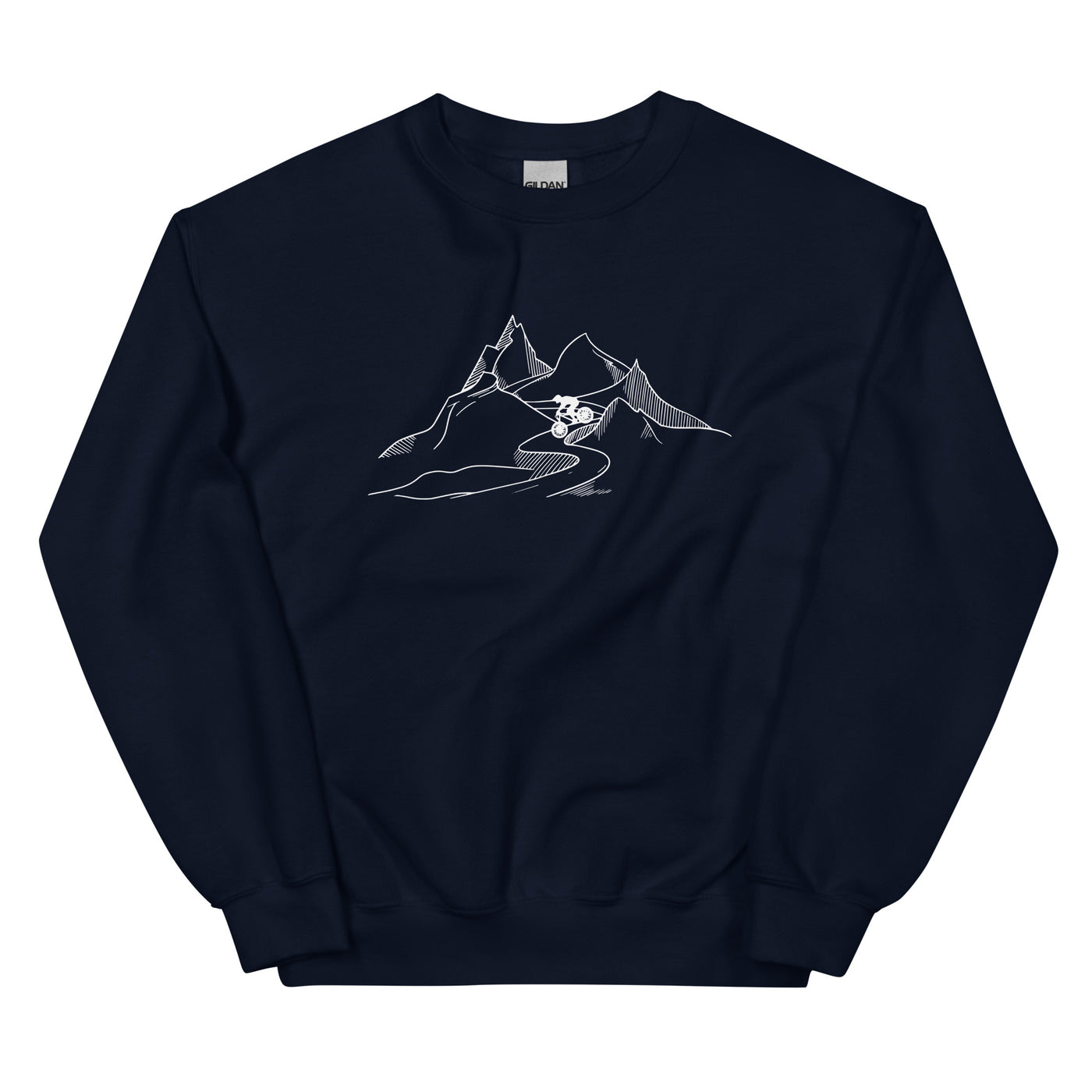 Mountainbiker fährt Downhill - (M) - Sweatshirt (Unisex) xxx yyy zzz Navy