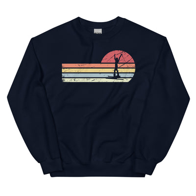 Sonne und Retro Linies - Frau Skifahren - Sweatshirt (Unisex) klettern ski xxx yyy zzz Navy