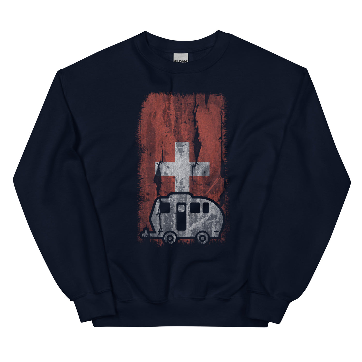 Schweizer Flagge 2 und Camping - Sweatshirt (Unisex) camping xxx yyy zzz Navy