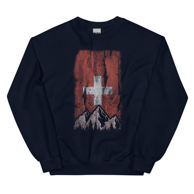 Schweizer Flagge und Berge - Sweatshirt (Unisex) berge xxx yyy zzz Navy