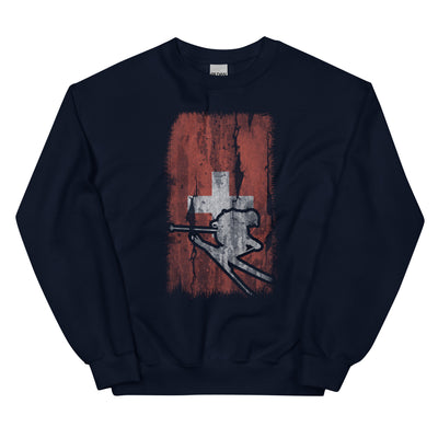 Schweizer Flagge und Skifahren - Sweatshirt (Unisex) klettern ski xxx yyy zzz Navy