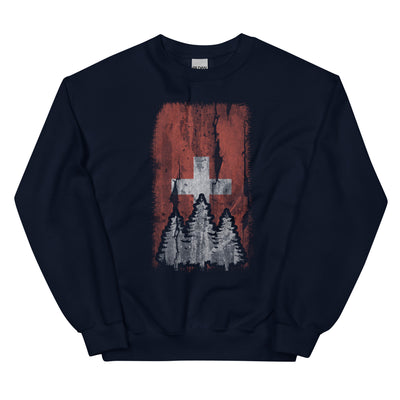 Schweizer Flagge und Baum - Sweatshirt (Unisex) camping xxx yyy zzz Navy