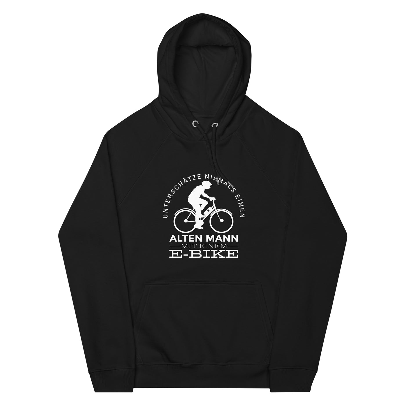 Alter Mann mit einem E-Bike - Unisex Premium Organic Hoodie e-bike Schwarz