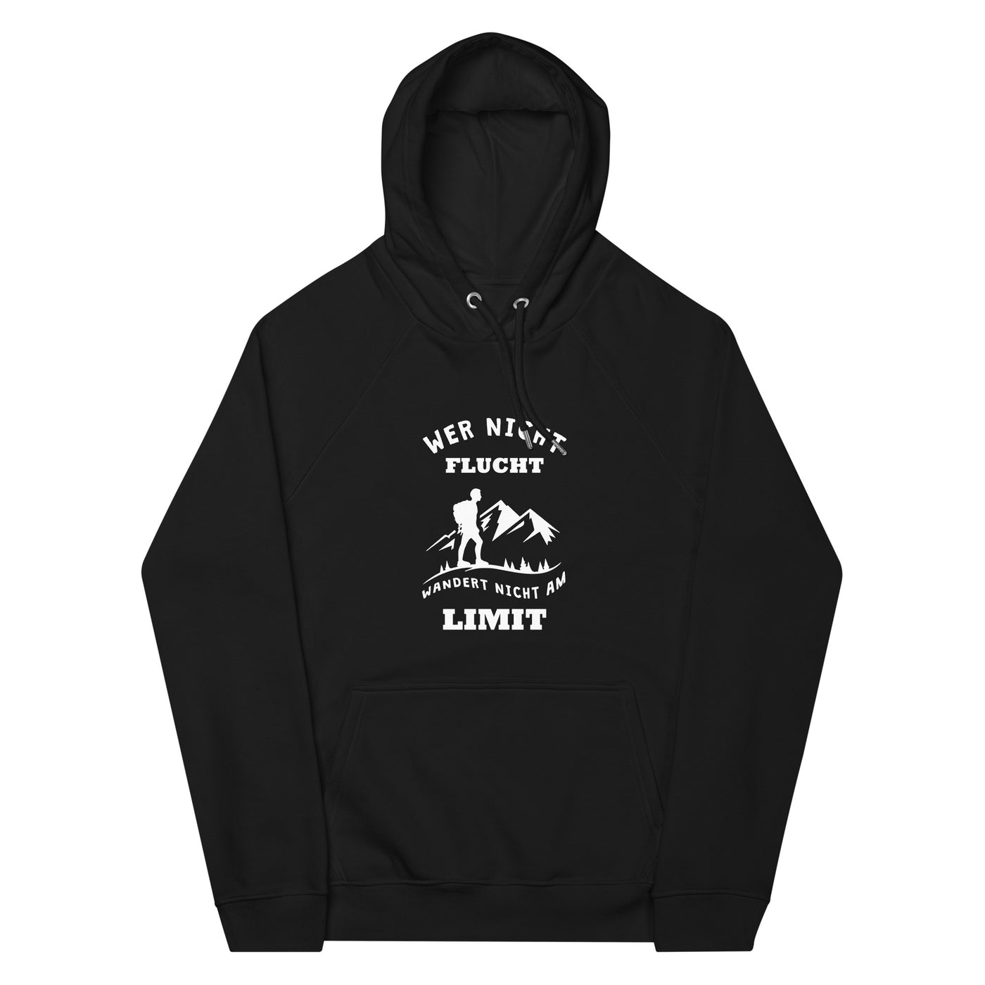 Wer nicht flucht wandert nicht am Limit - Unisex Premium Organic Hoodie berge Schwarz