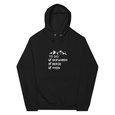 To Do Liste - Skifahren, Berge, Wein - Unisex Premium Organic Hoodie klettern ski xxx yyy zzz Black