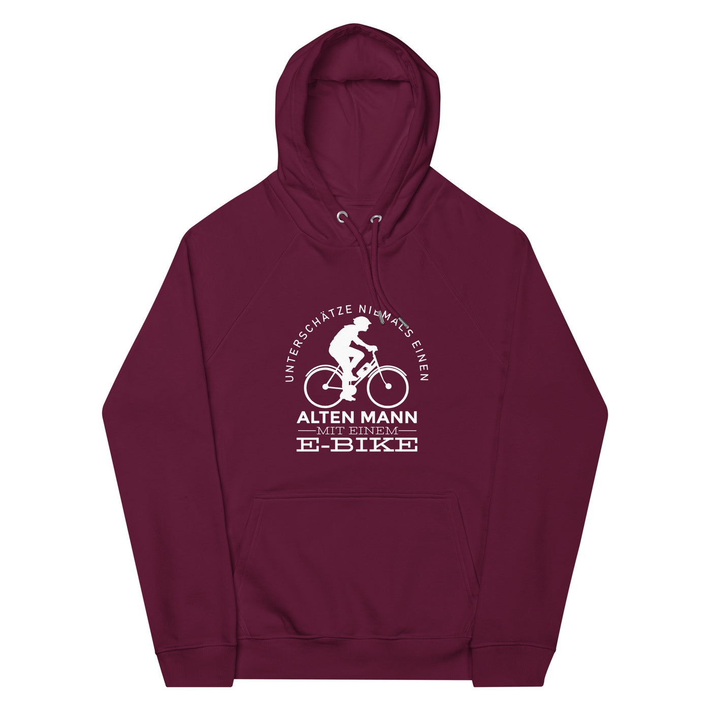 Alter Mann mit einem E-Bike - Unisex Premium Organic Hoodie e-bike Weinrot