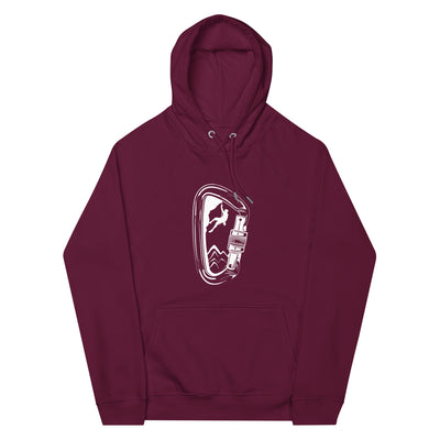 Bergsteigen im Karabiner - Unisex Premium Organic Hoodie klettern Weinrot