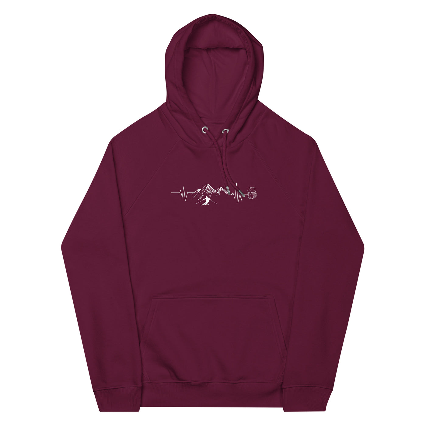 Herzschlag Berge, Bier und Ski - (S.K) - Unisex Premium Organic Hoodie klettern Weinrot