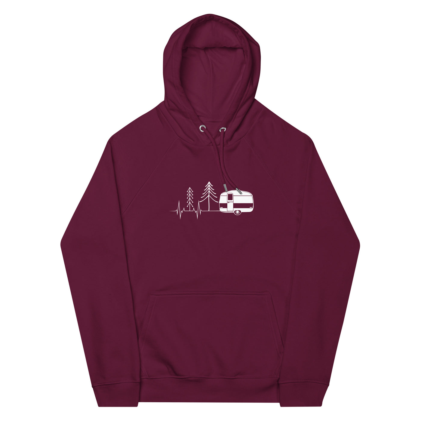 Herzschlag Wohnwagen - Unisex Premium Organic Hoodie camping Weinrot