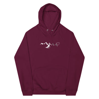 Heart - Heartbeat - Mountain - Skiing - Unisex Premium Organic Hoodie ski Weinrot