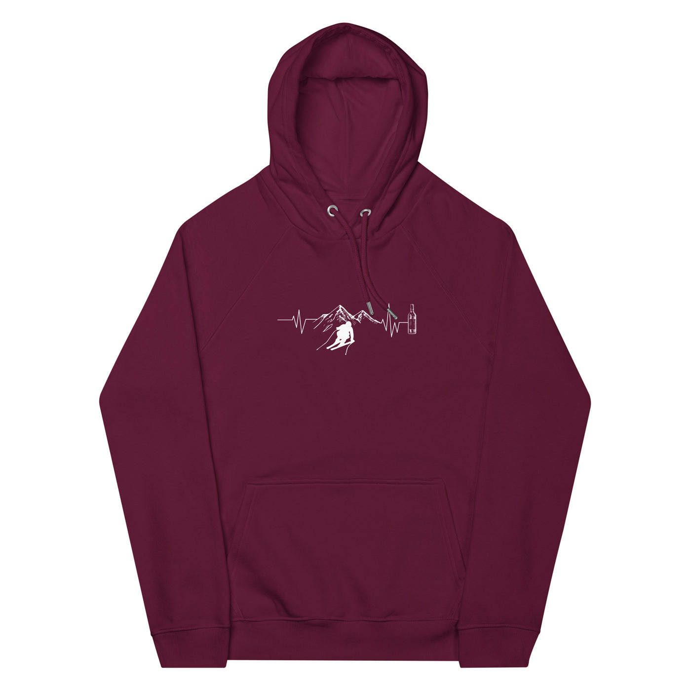 Herzschlag Berge, Wein und Ski - (S.K) - Unisex Premium Organic Hoodie klettern Weinrot