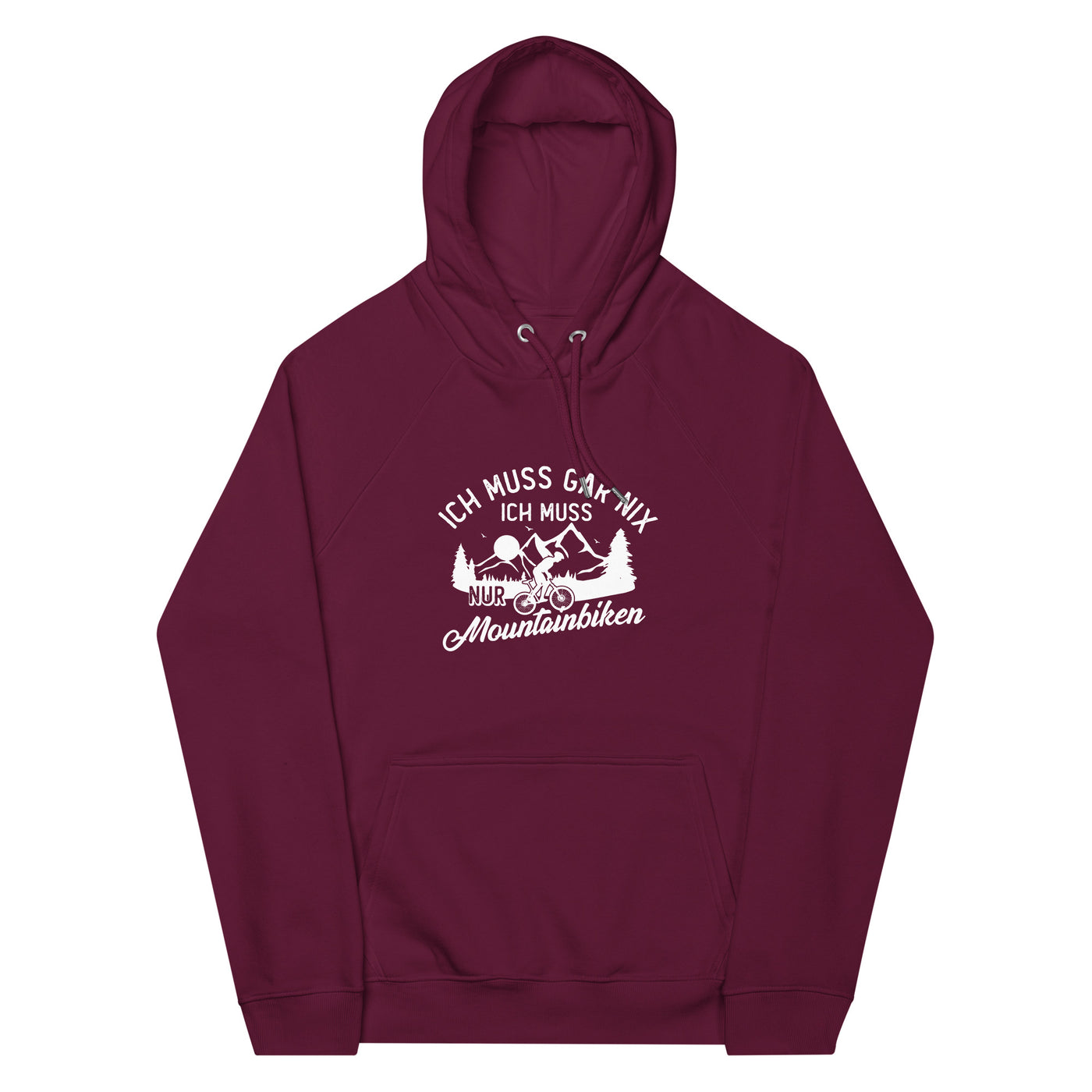 Ich muss gar nix, ich muss nur mountainbiken - (M) - Unisex Premium Organic Hoodie xxx yyy zzz Burgundy