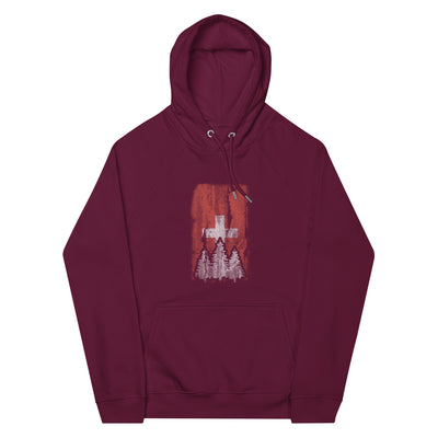 Schweizer Flagge und Baum - Unisex Premium Organic Hoodie camping xxx yyy zzz Burgundy