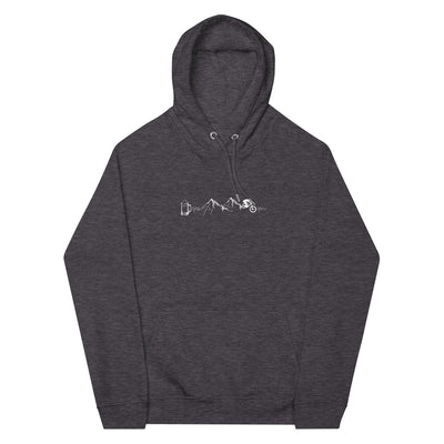 Herzschlag Berge, Biker und Bier - Unisex Premium Organic Hoodie mountainbike Charcoal Melange