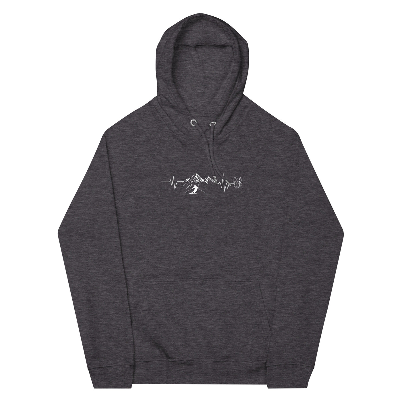 Herzschlag Berge, Bier und Ski - (S.K) - Unisex Premium Organic Hoodie klettern Charcoal Melange