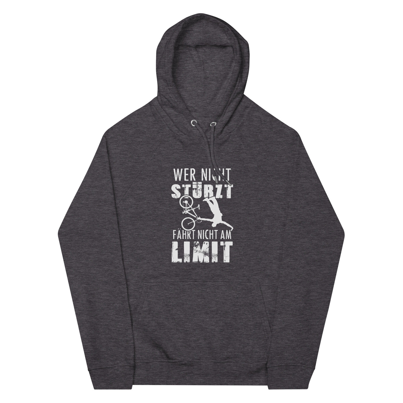 Wer nicht stürzt - fährt nicht am Limit - Unisex Premium Organic Hoodie mountainbike Charcoal Melange