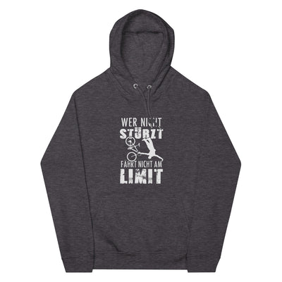 Wer nicht stürzt - fährt nicht am Limit - Unisex Premium Organic Hoodie mountainbike Charcoal Melange