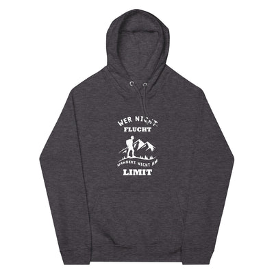 Wer nicht flucht wandert nicht am Limit - Unisex Premium Organic Hoodie berge Charcoal Melange