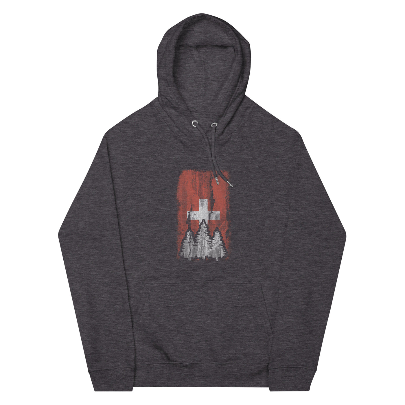 Schweizer Flagge und Baum - Unisex Premium Organic Hoodie camping xxx yyy zzz Charcoal Melange