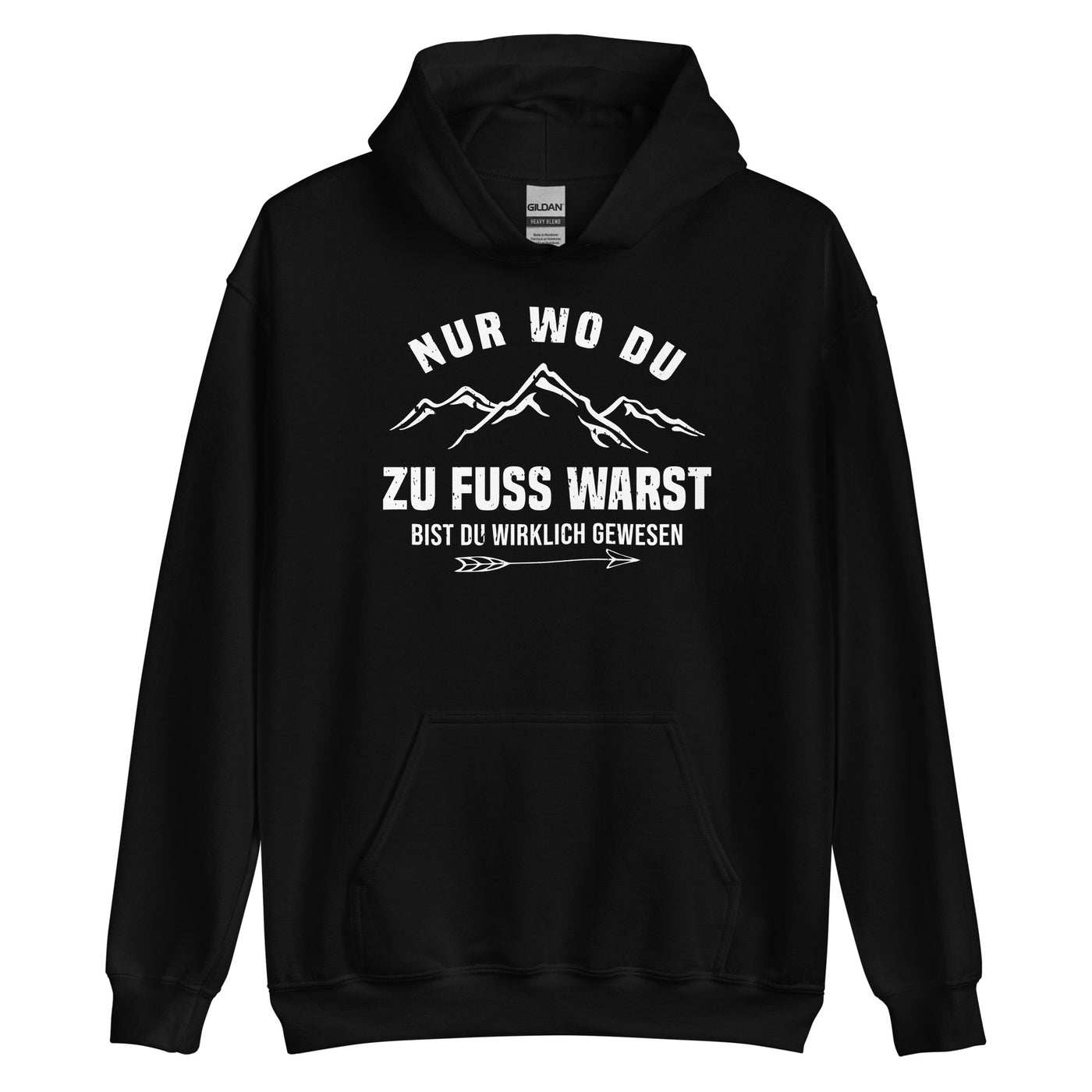 Nur wo du zu Fuß warst bist du wirklich gewesen - Berge und Pfeil - Cooler Spruch - Unisex Hoodie berge wandern Schwarz