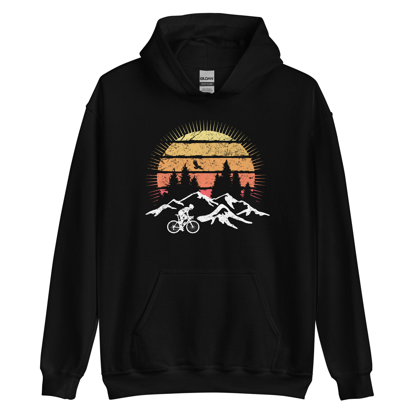 Radfahrer Und Sonne Vintage - Unisex Hoodie fahrrad mountainbike Schwarz