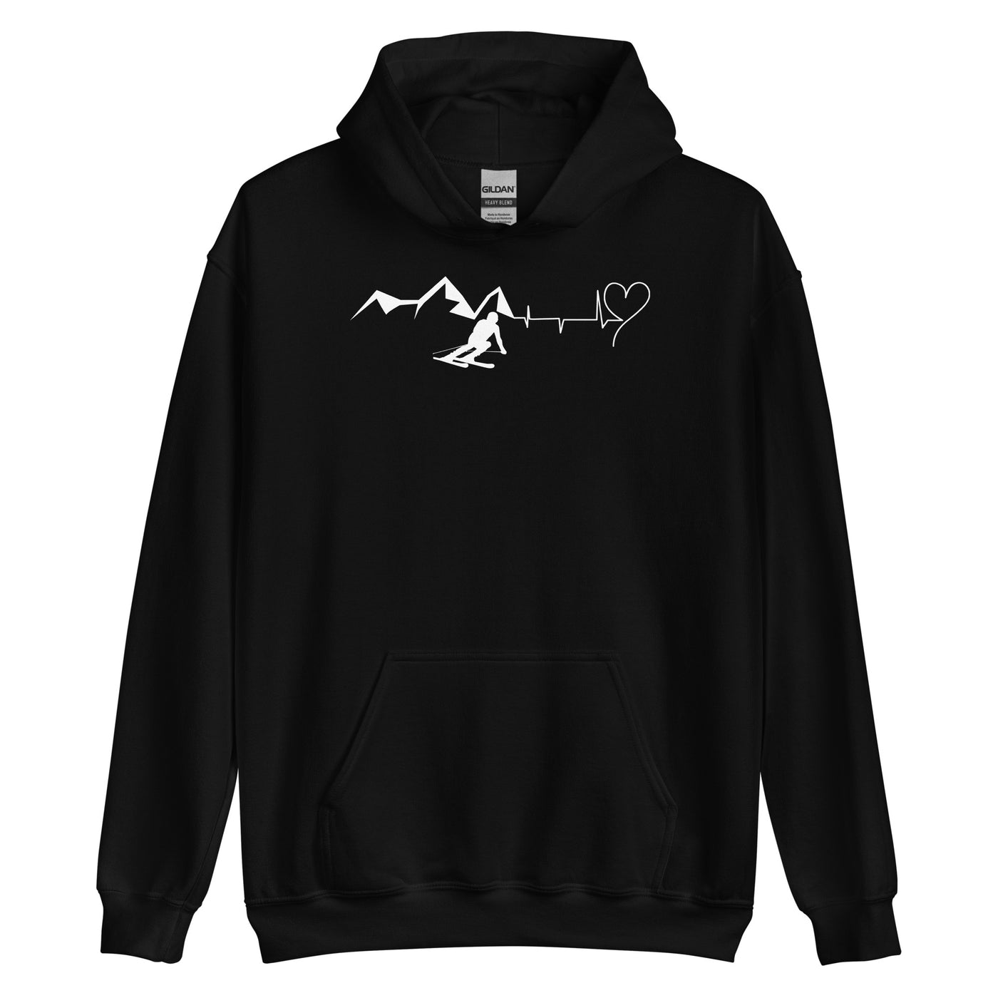 Heart - Heartbeat - Mountain - Skiing - Unisex Hoodie ski Schwarz