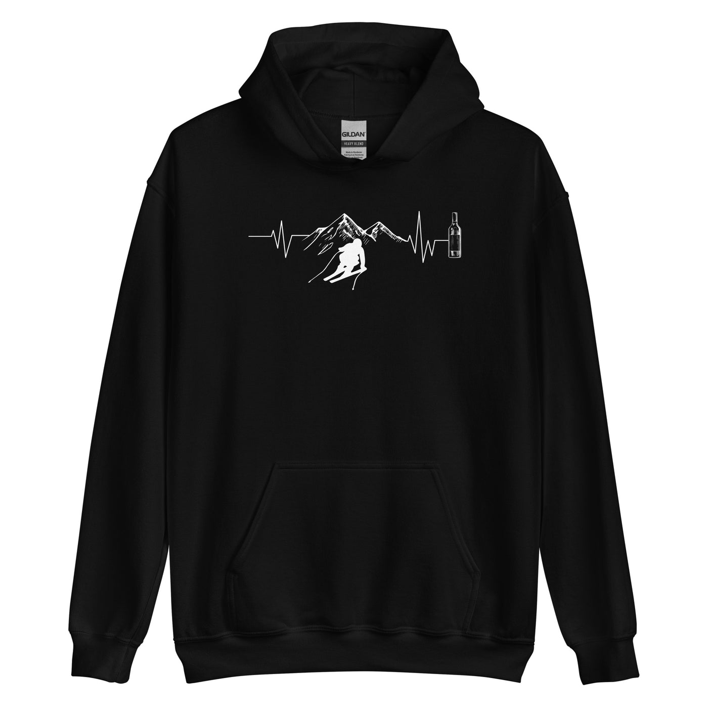 Herzschlag Berge, Wein Und Ski - (S.K) - Unisex Hoodie klettern Schwarz