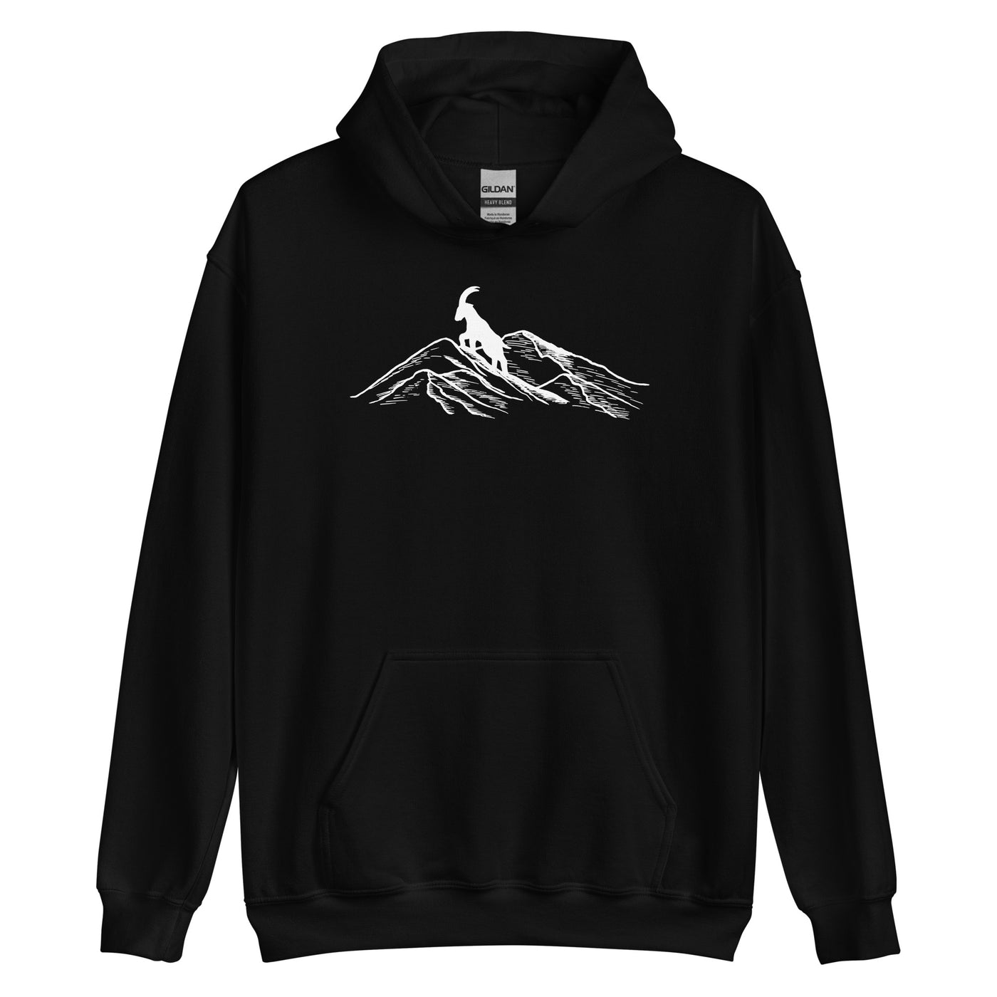 Alpensteinbock Auf Berg - Unisex Hoodie berge klettern wandern Schwarz