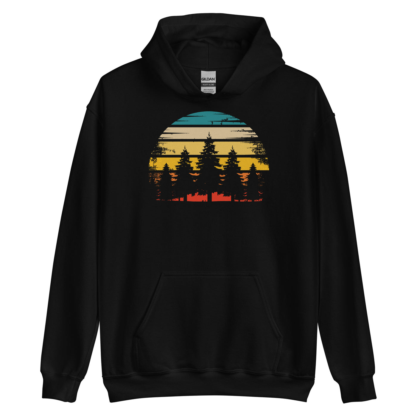 Retro Sonne und Bäume - Unisex Hoodie camping xxx yyy zzz Black