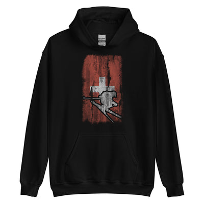 Schweizer Flagge und Skifahren - Unisex Hoodie klettern ski xxx yyy zzz Black