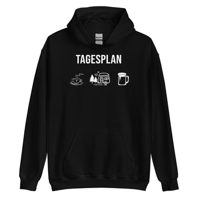 Tagesplan Kaffee, Camping und Bier - Unisex Hoodie camping xxx yyy zzz Black