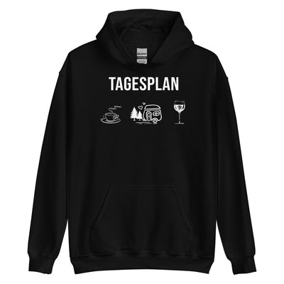 Tagesplan Kaffee, Camping und Wein - Unisex Hoodie camping xxx yyy zzz Black