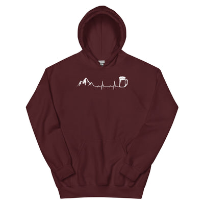 Herzschlag Berge Und Bier - Unisex Hoodie berge klettern wandern Maroon