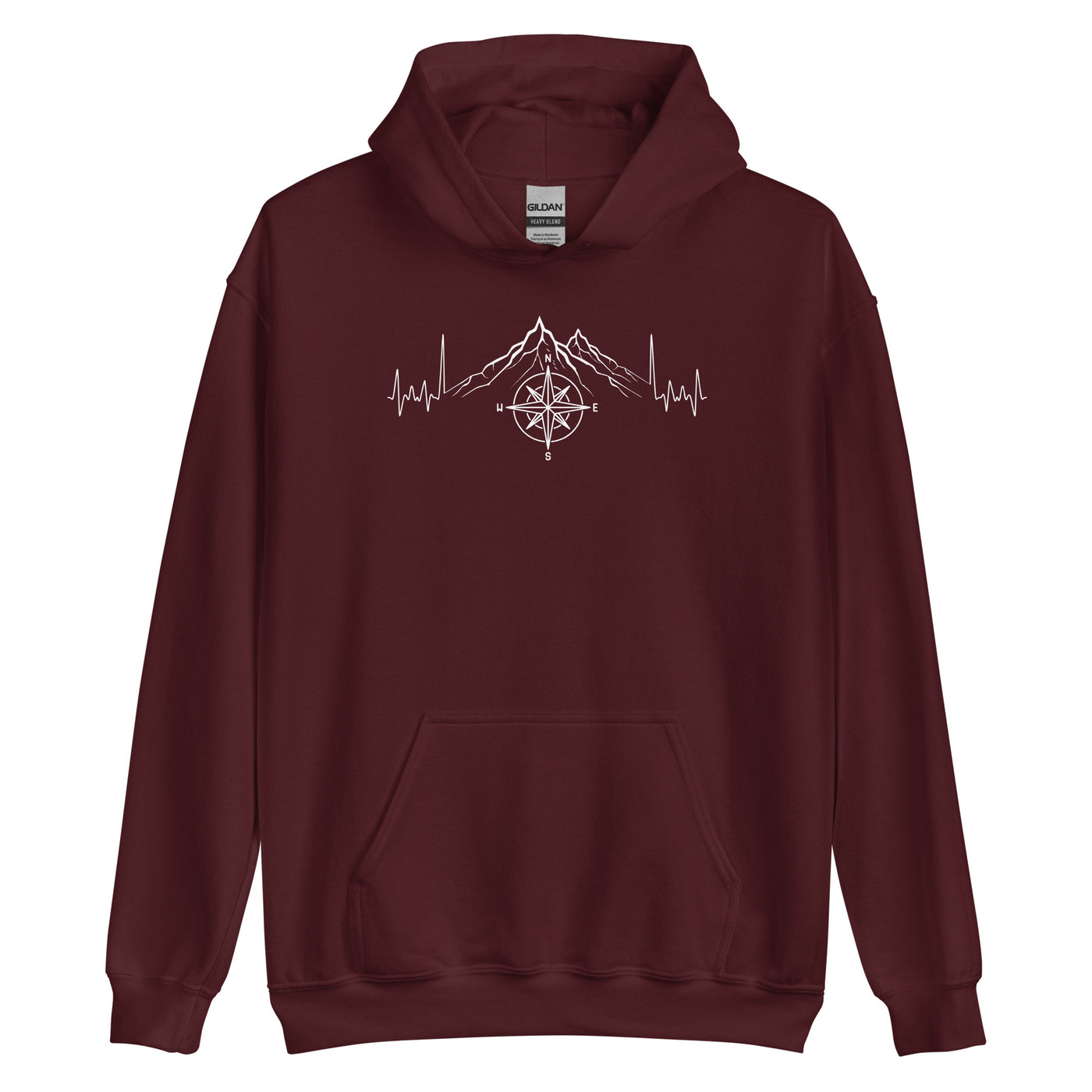 Herzschlag Berge Und Kompass - Unisex Hoodie berge camping wandern Maroon