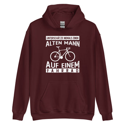 Alter Mann Auf Einem Fahrrad - Unisex Hoodie fahrrad Maroon