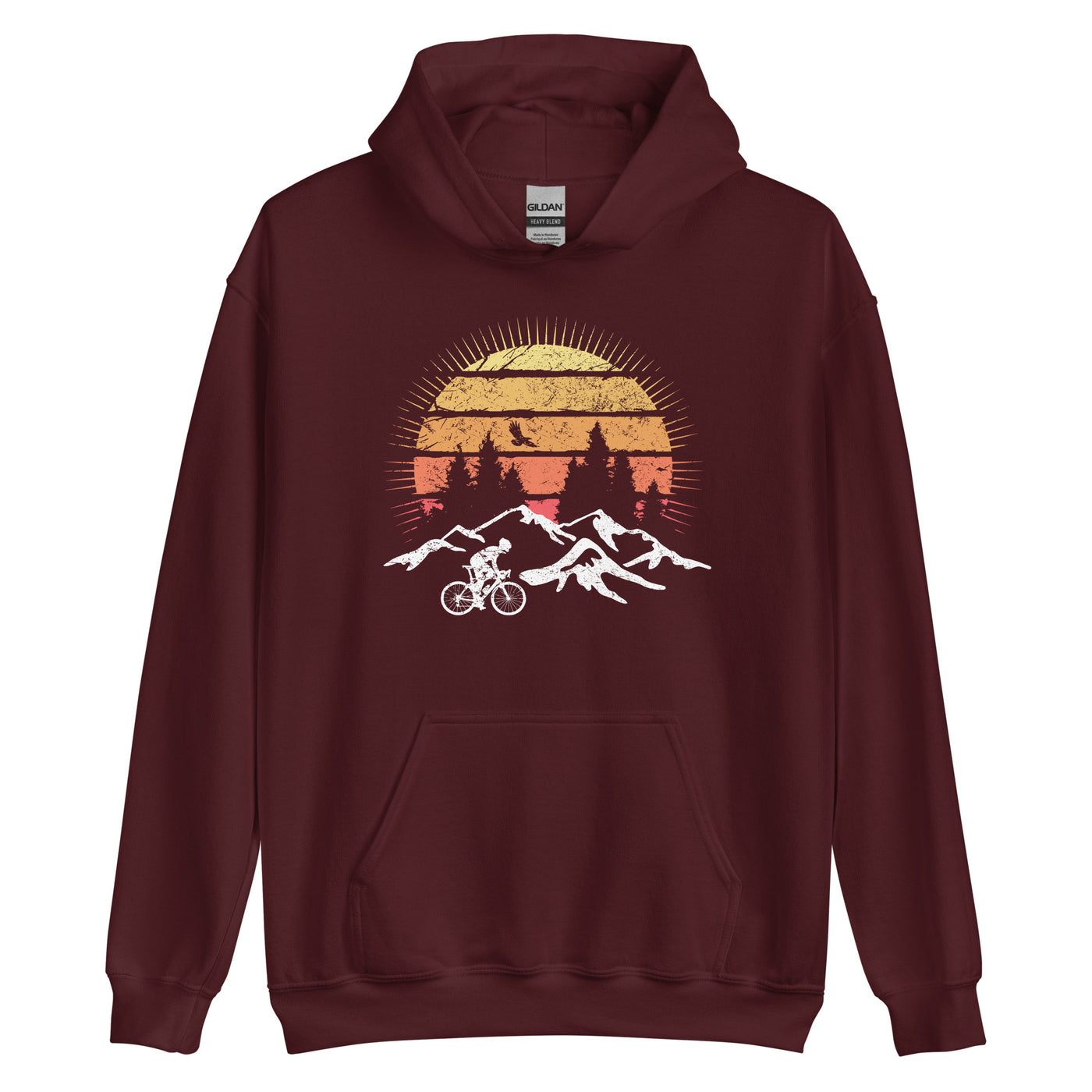 Radfahrer Und Sonne Vintage - Unisex Hoodie fahrrad mountainbike Maroon