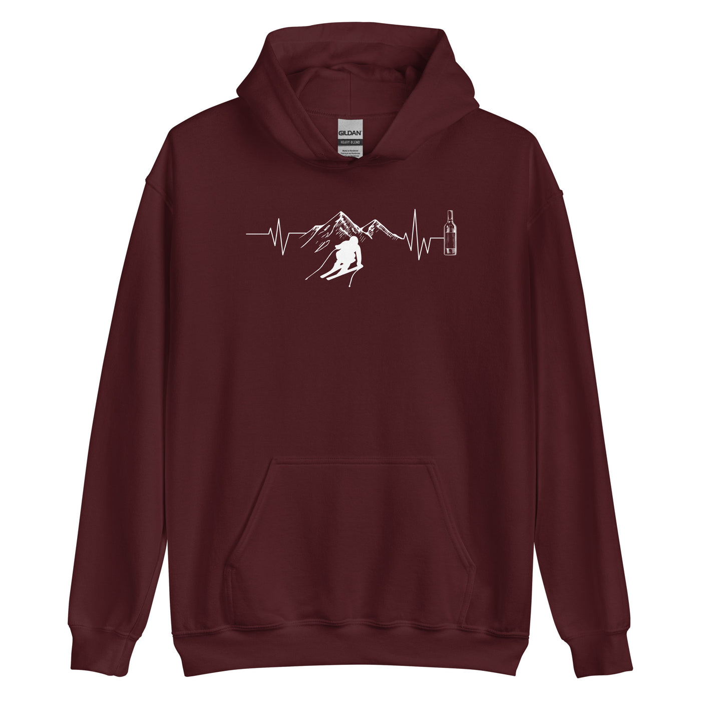 Herzschlag Berge, Wein Und Ski - (S.K) - Unisex Hoodie klettern Maroon