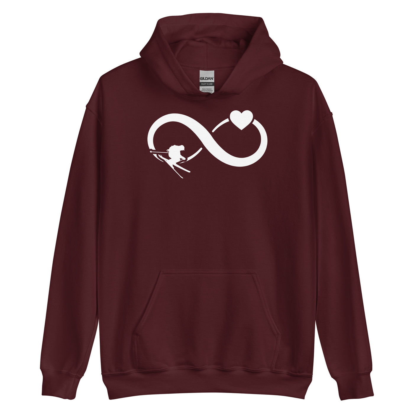 Infinity Heart and Skiing - Unisex Hoodie klettern ski xxx yyy zzz Maroon