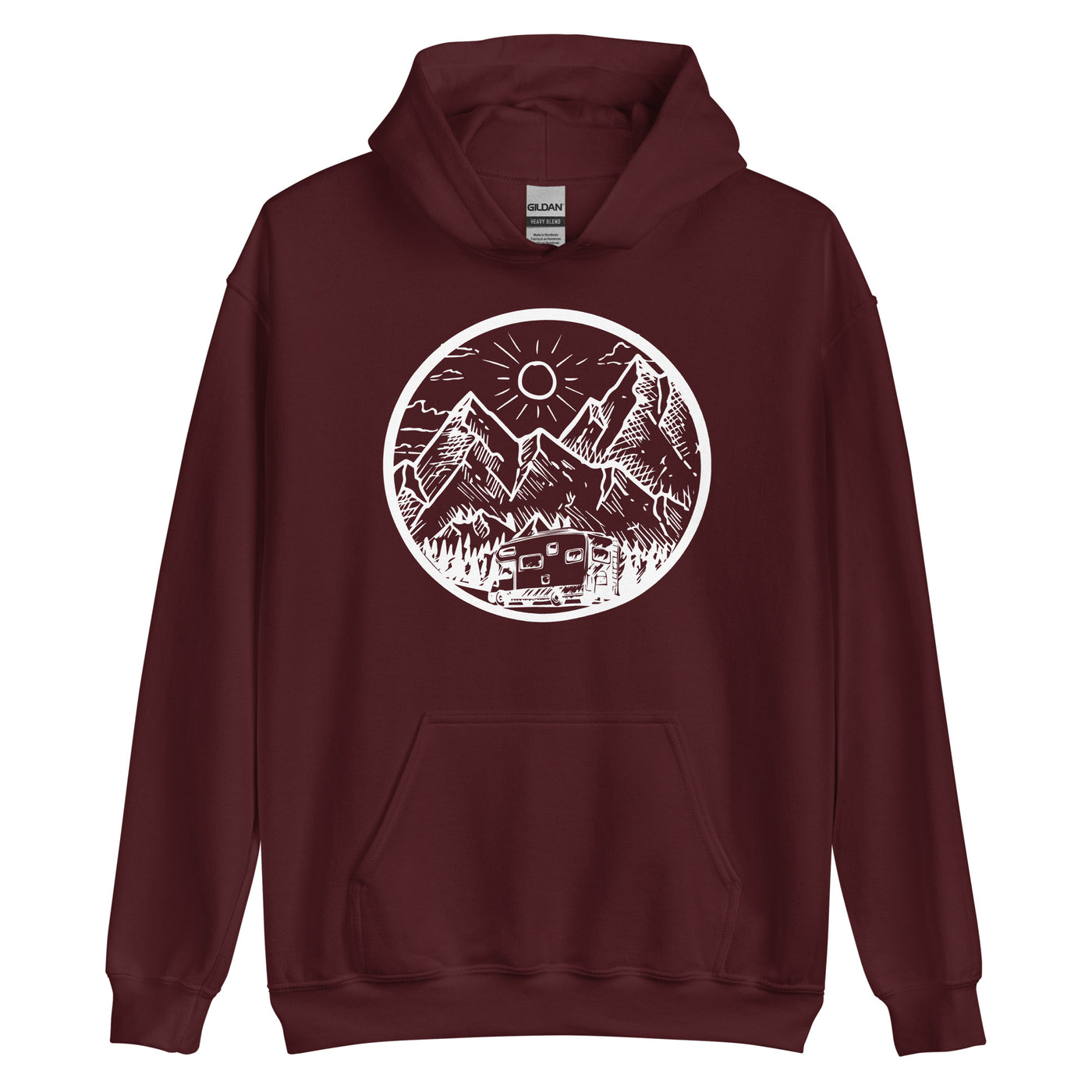 Berge - Camping Van - (12) - Unisex Hoodie camping xxx yyy zzz Maroon