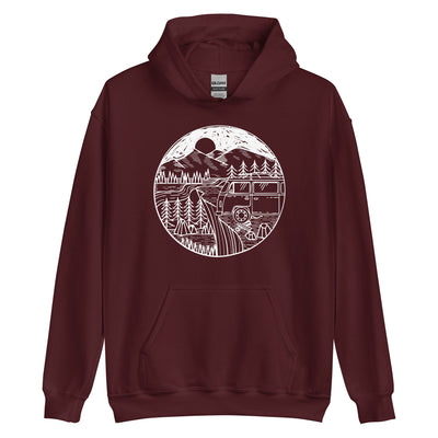 Berge - Camping Van - Unisex Hoodie camping xxx yyy zzz Maroon