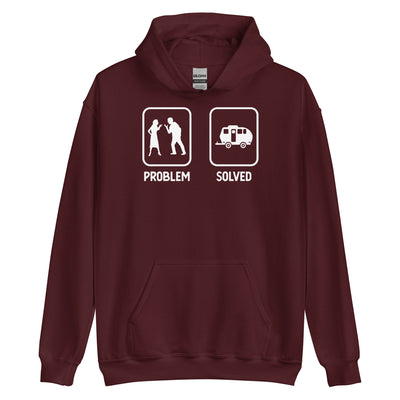 Problem Solved - Camping Caravan - Unisex Hoodie camping xxx yyy zzz Maroon