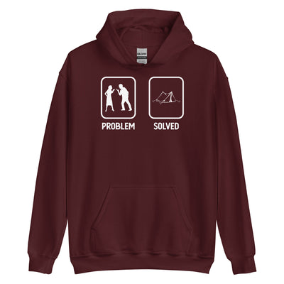 Problem Solved - Camping Tent - Unisex Hoodie camping xxx yyy zzz Maroon