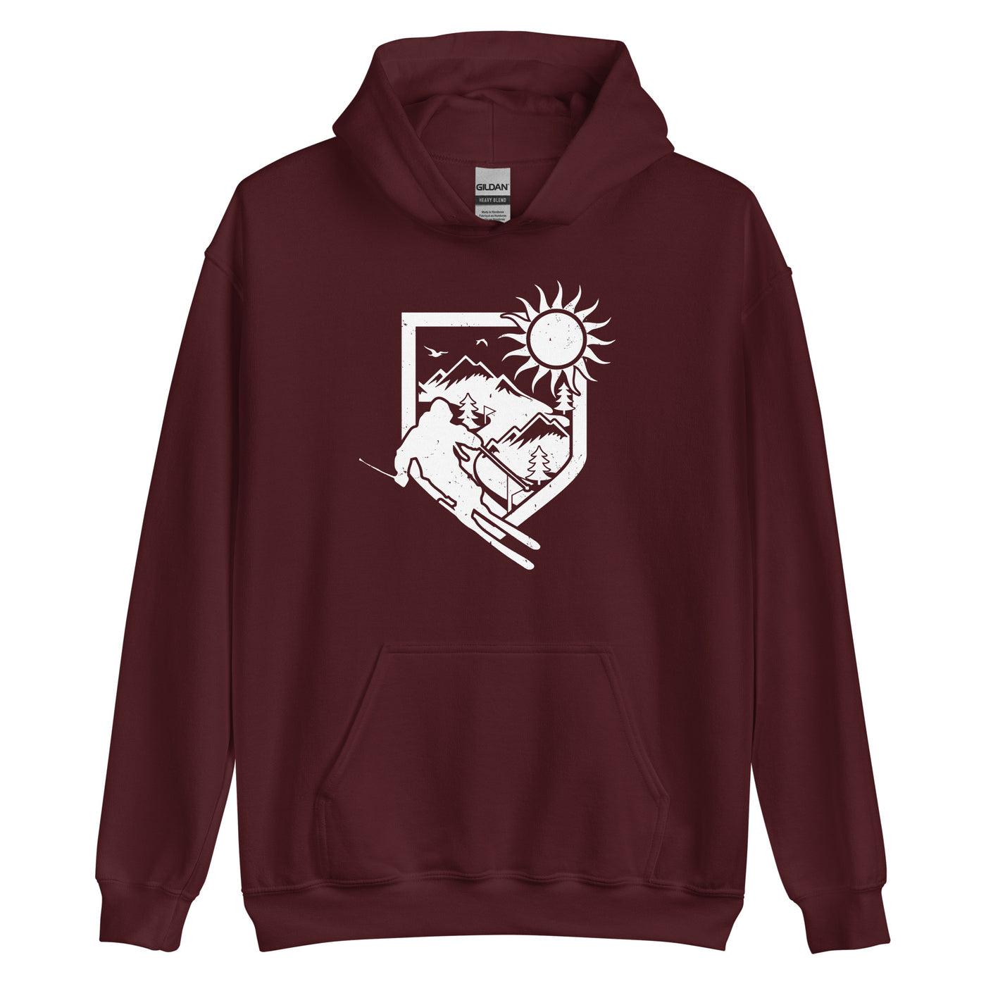 Ski und Brusttasche - Unisex Hoodie klettern ski xxx yyy zzz Maroon