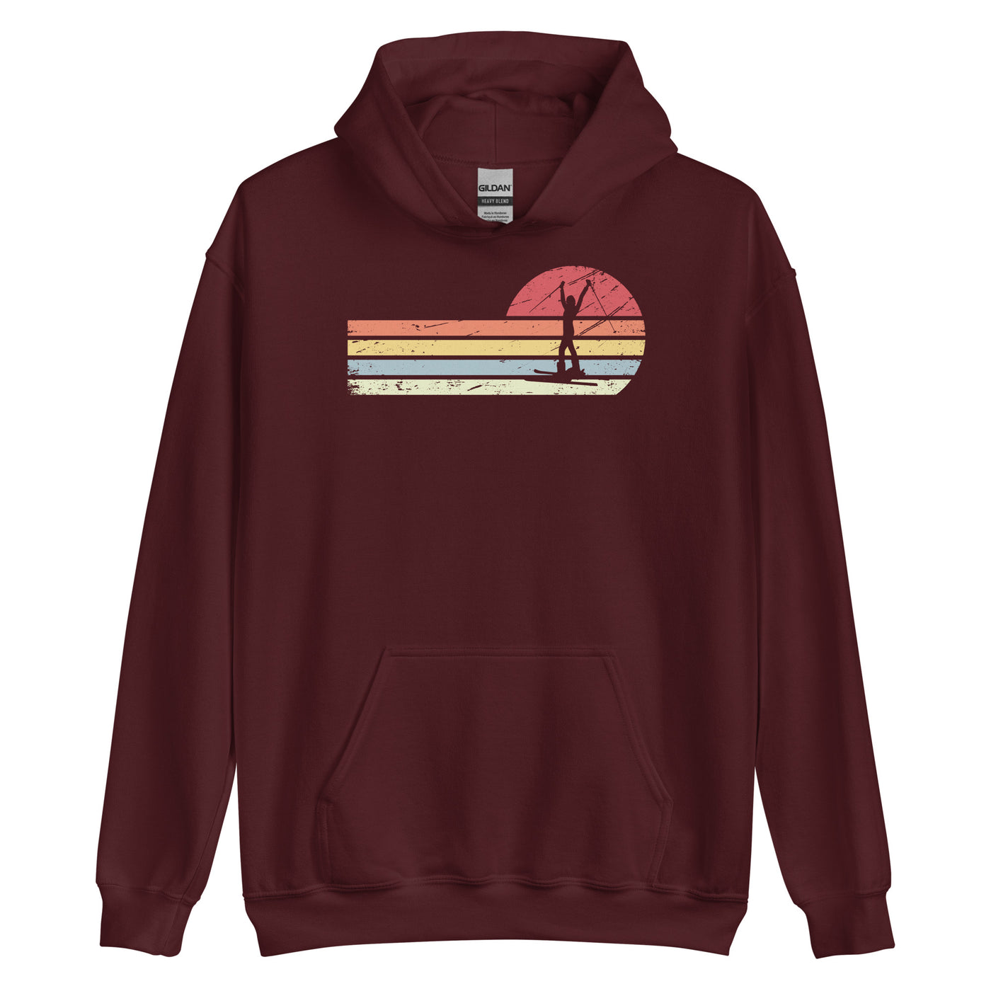 Sonne und Retro Linies - Frau Skifahren - Unisex Hoodie klettern ski xxx yyy zzz Maroon