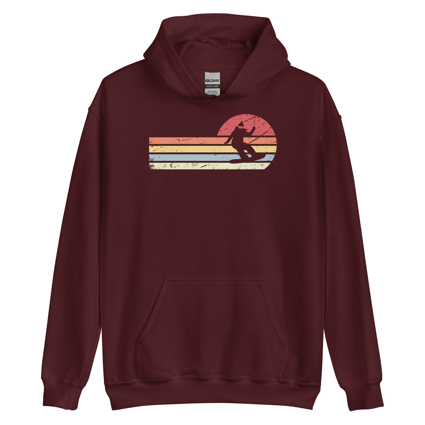 Sonne und Retro Linies - Frau Snowboarding - Unisex Hoodie snowboarden xxx yyy zzz Maroon