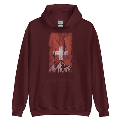 Schweizer Flagge und Berge - Unisex Hoodie berge xxx yyy zzz Maroon