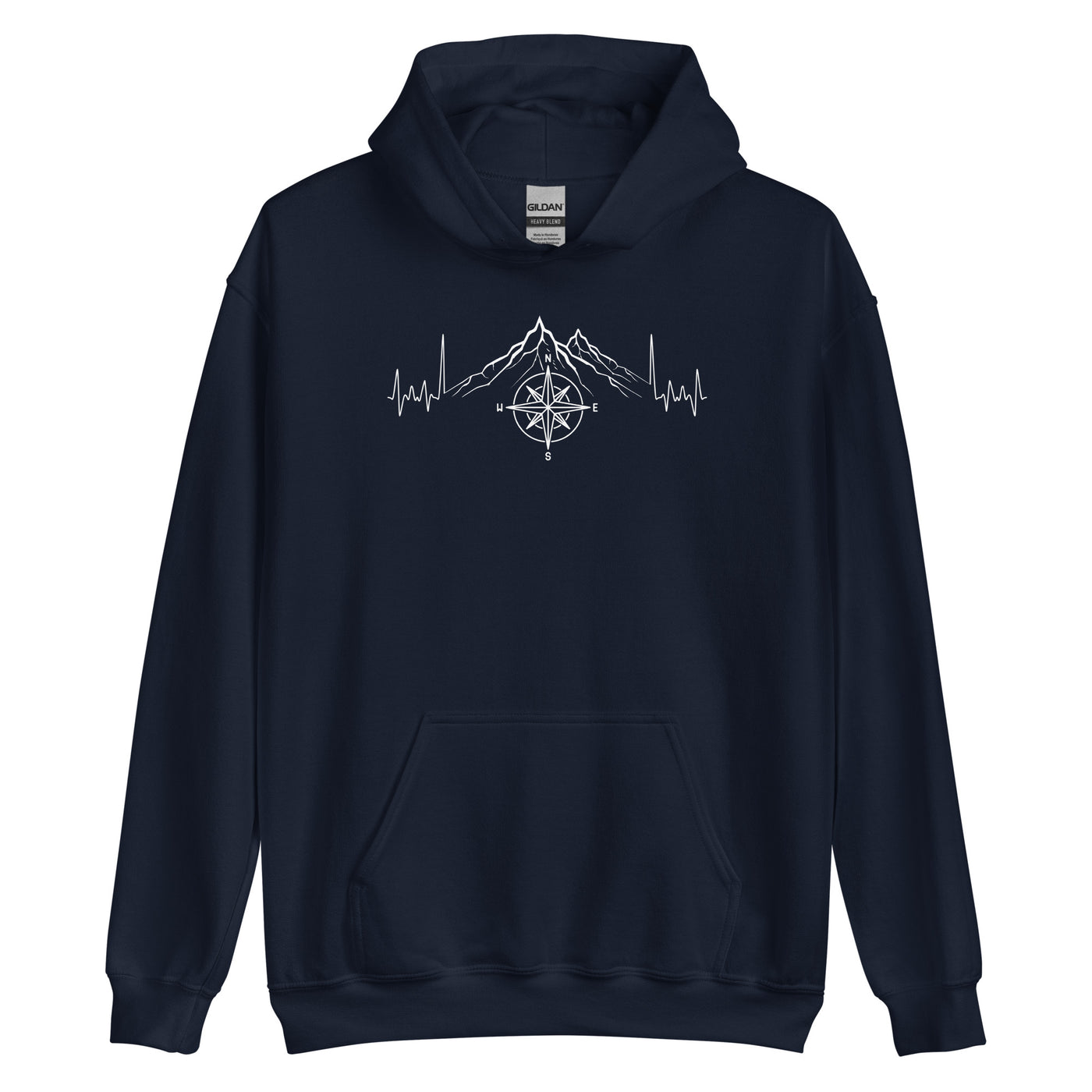 Herzschlag Berge Und Kompass - Unisex Hoodie berge camping wandern Navy